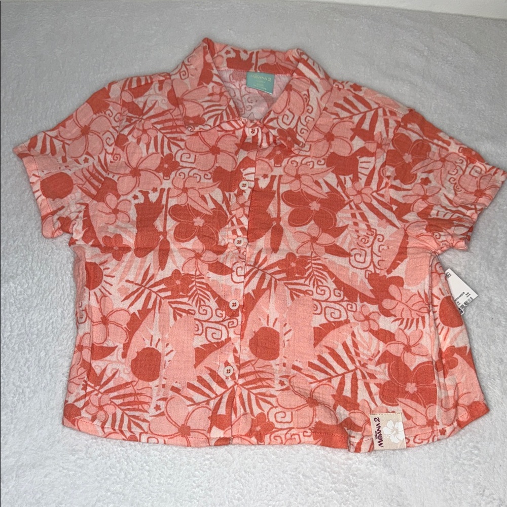 Disney Coral and Pink Kids Short Sleeve Shirt